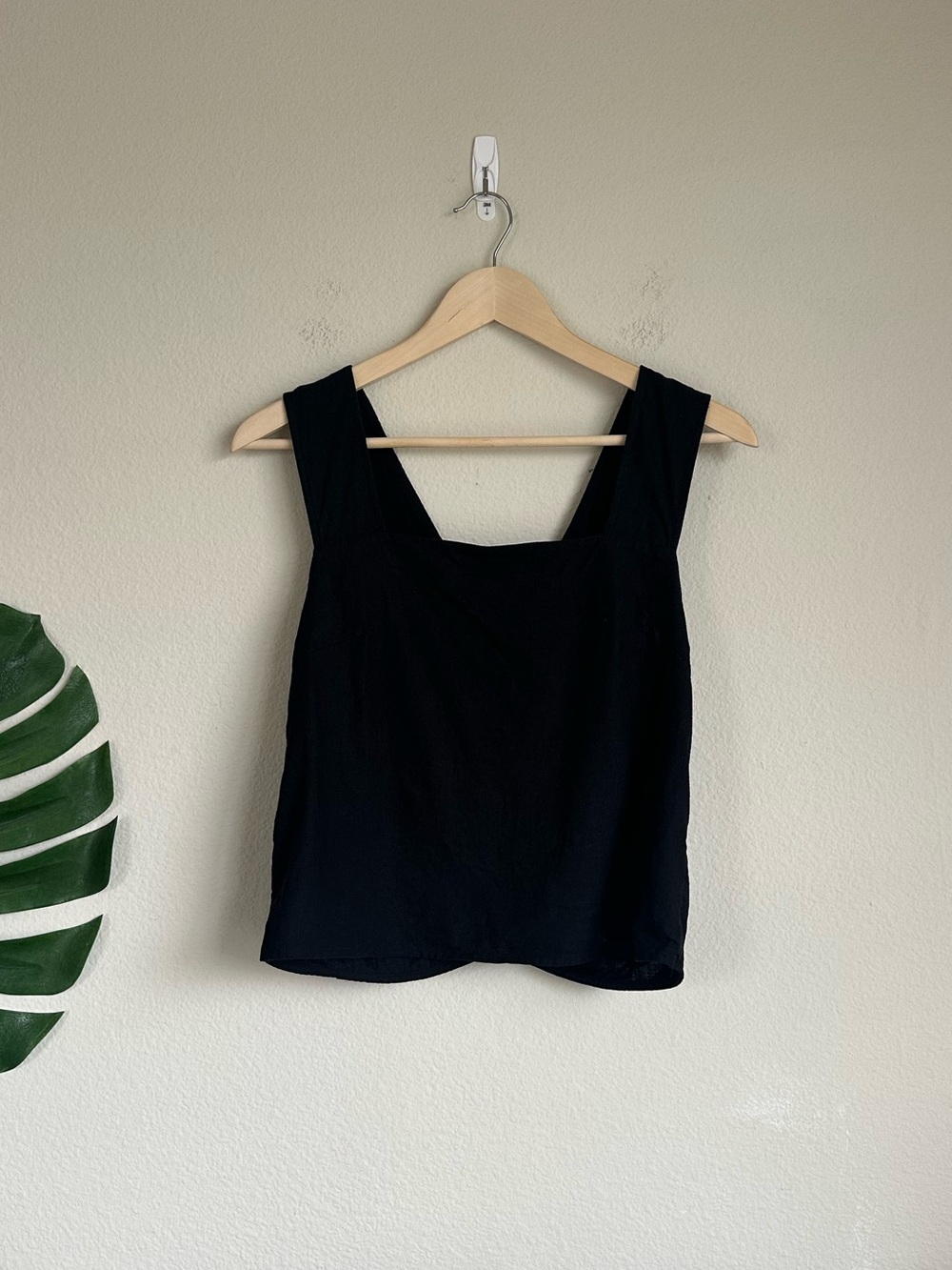 Madewell Linen Blend Square Neck Cross Back Apron Tank